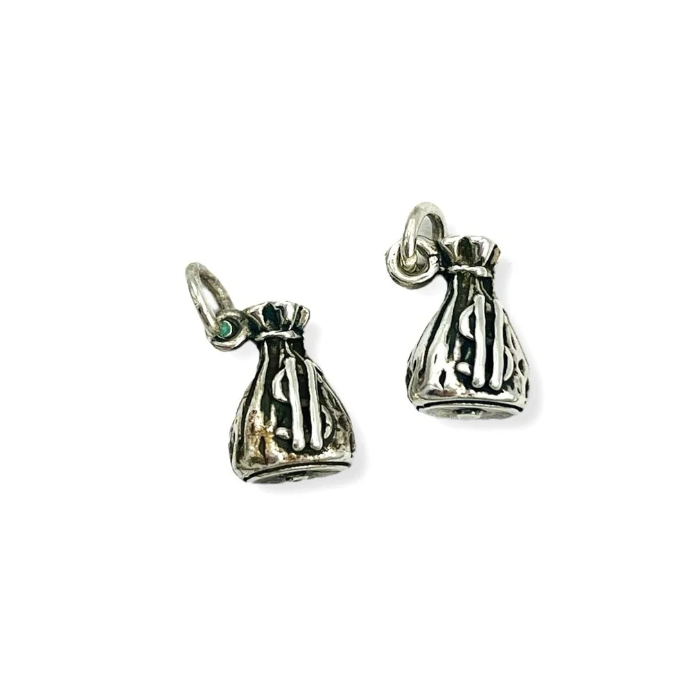 Sterling Silver Charm Church Wedding Money Bag Pineapple Cake Pull Lot 4 925 MH - Picture 4 of 10